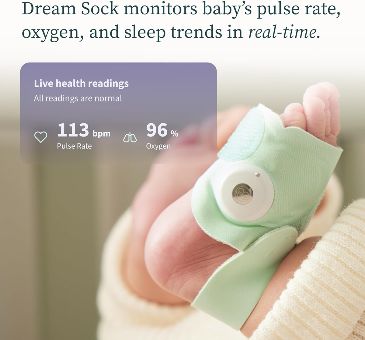 OWLET DREAM SOCK pulzní oxymetr 2v1 pro kojence 0-18 měsíců
