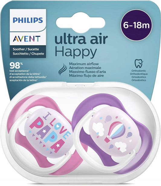 PHILIPS AVENT Ultra Air HAPPY Schnuller x 2 6-18 Monate