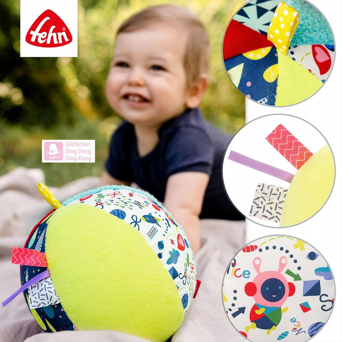 FEHN Color Stoffball mit Geräusch, 16 cm – Produktfoto 4
