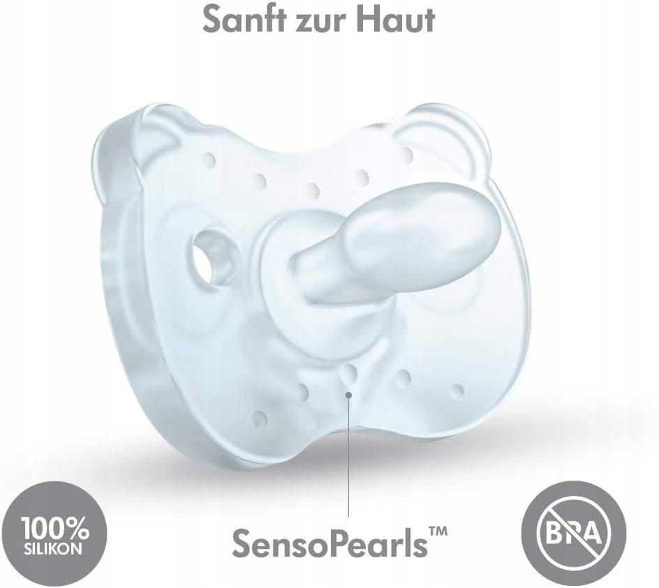 MEDELA smoczek uspokajający x 2 silikon 0-6msc, biało-różowy, 100% silikon, BPA free, SensoPearls
