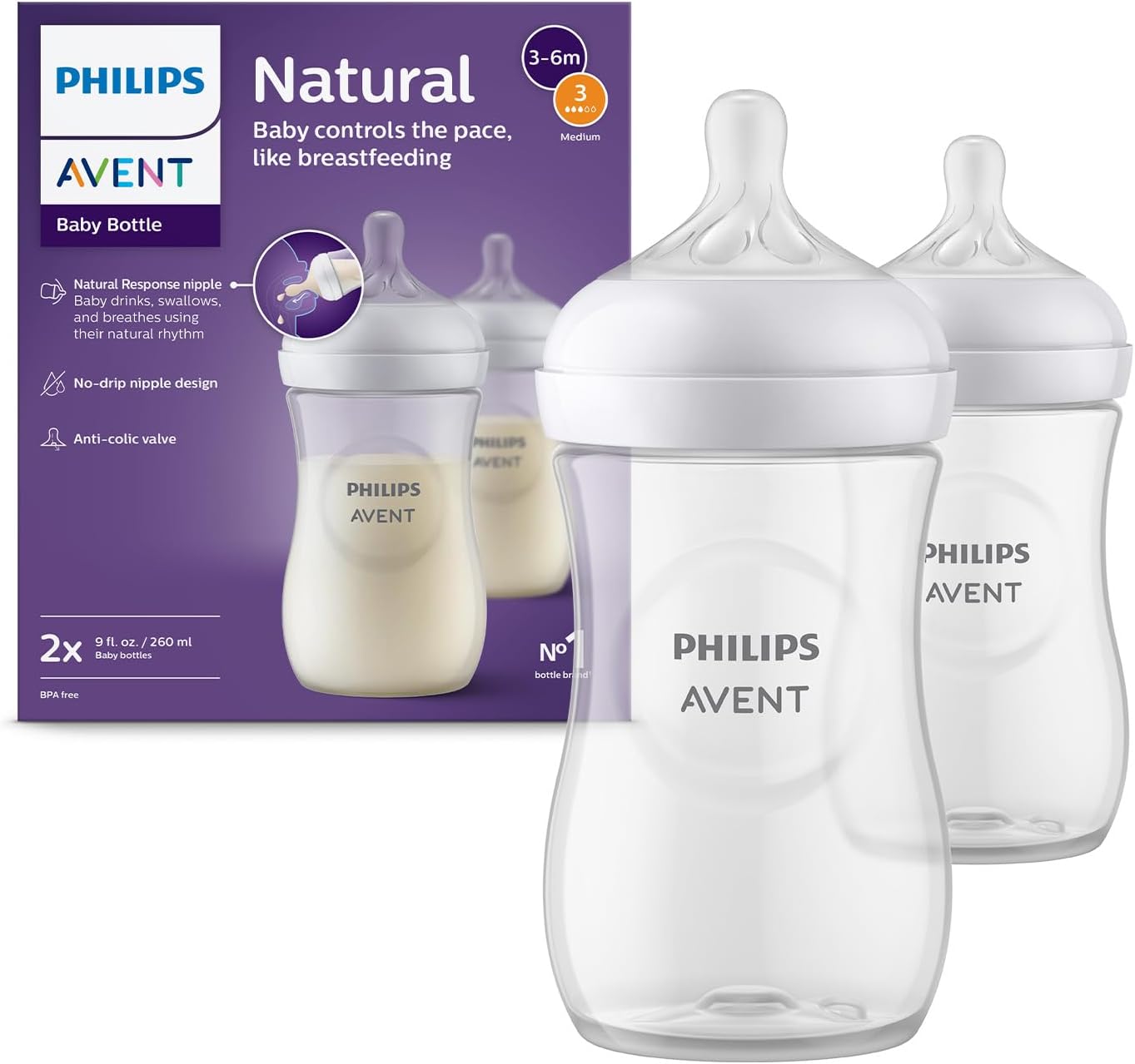 PHILIPS AVENT Natural RESPONSE newborn baby bottle x2