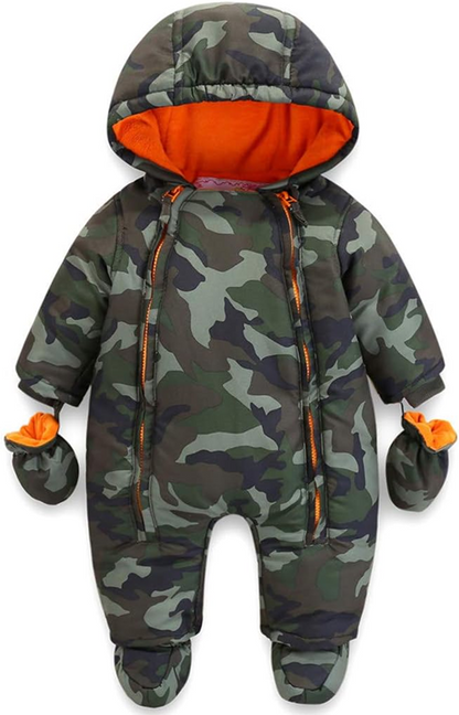JIAMY zimný overal s kapucňou 9-12 mes. + rukavičky a topánočky