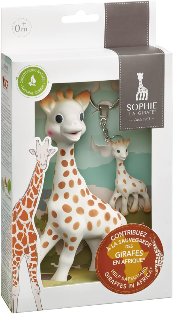ŽIRAFA SOPHIE kousátko přírodní SO PURE 18CM + přívěsek na klíče