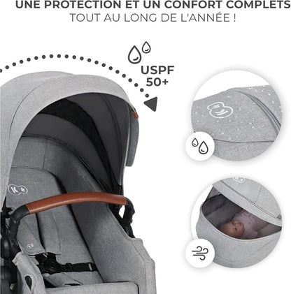 KINDERKRAFT B-TOUR 3-in-1 multifunction stroller up to 22kg + MINK PRO car seat
