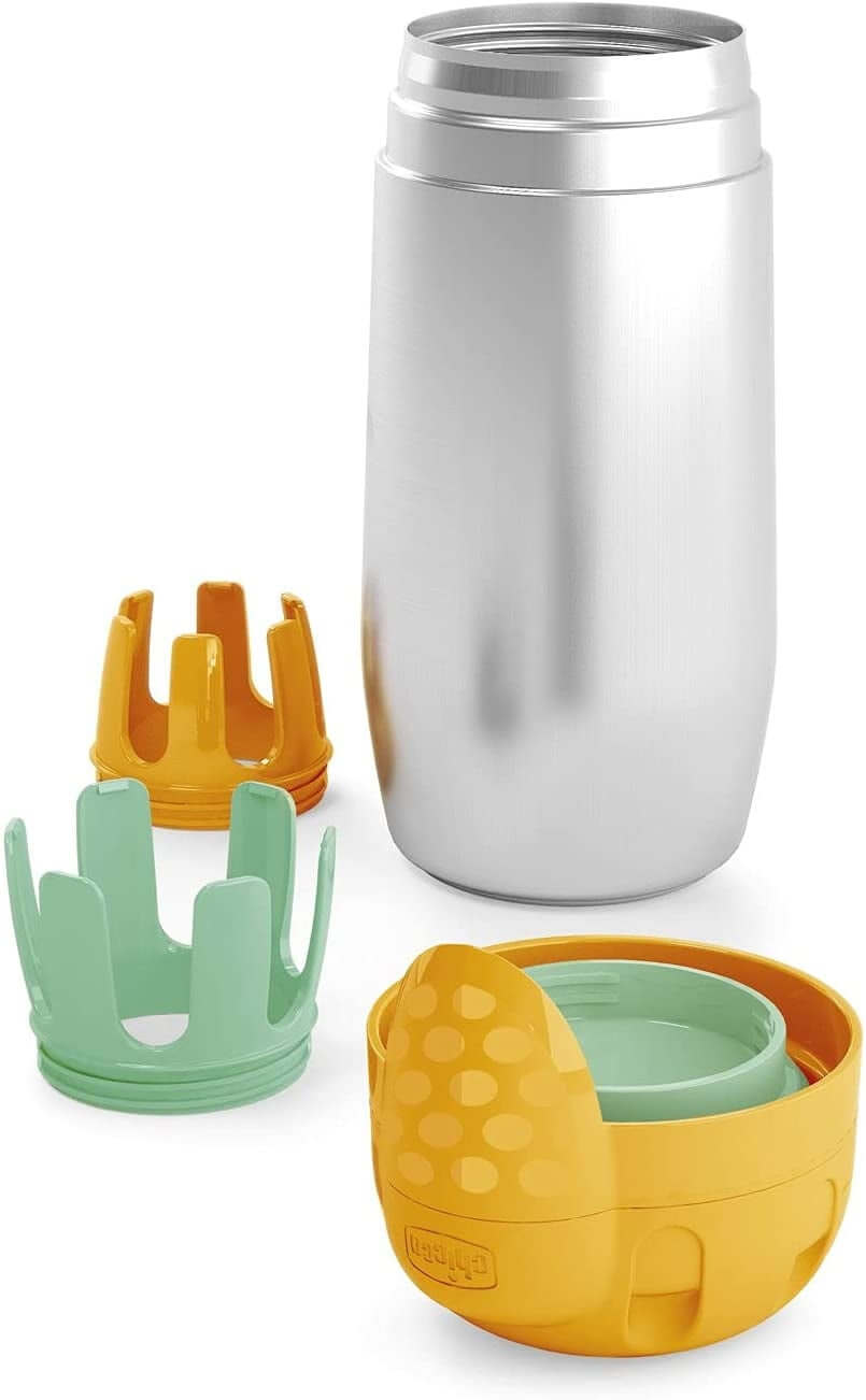CHICCO termos ze stali + 2 wkładki do butelek 2, nietłukący pojemnik termiczny 0+, stal nierdzewna, BPA free