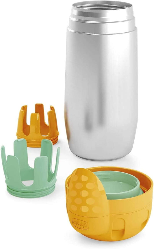 CHICCO termos ze stali + 2 wkładki do butelek 2, nietłukący pojemnik termiczny 0+, stal nierdzewna, BPA free