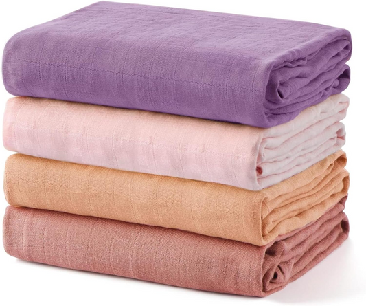 MOMCOZY Musselin-Pucksäcke x4 Bambus Baumwolle 120x120