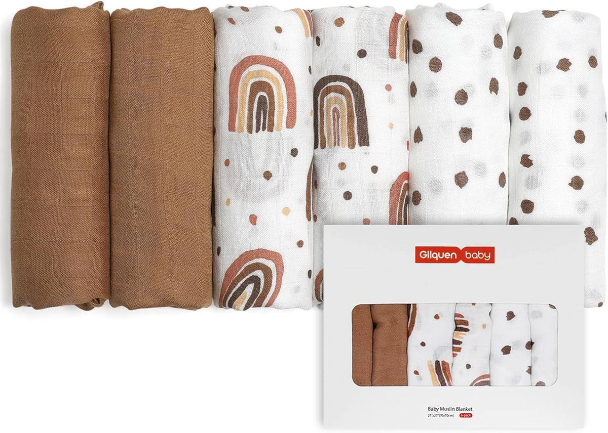 GLLQUEN muslin diapers x6