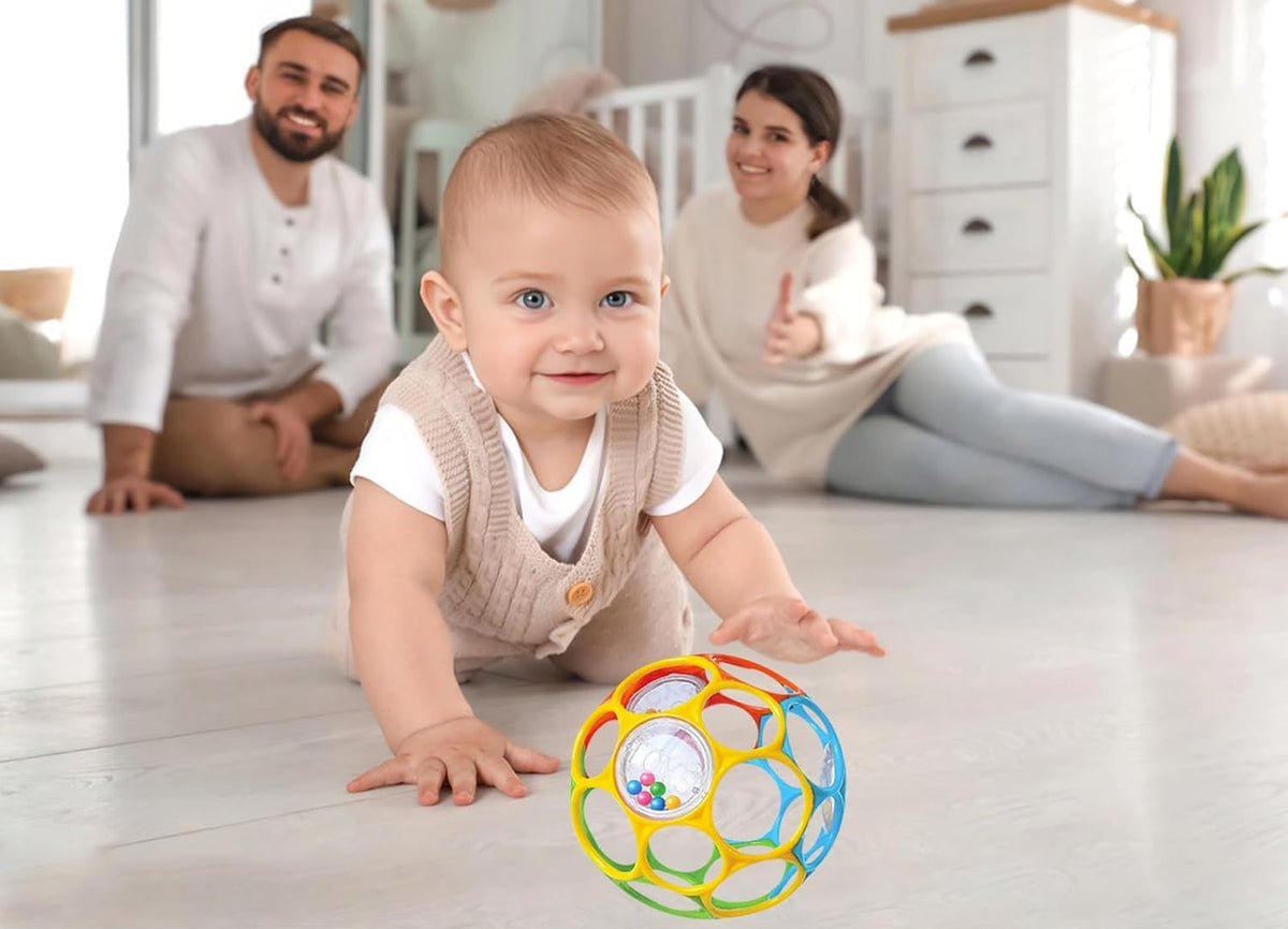 KIKUO Classic Ball teething grasping ball with rattles, 11.5 cm