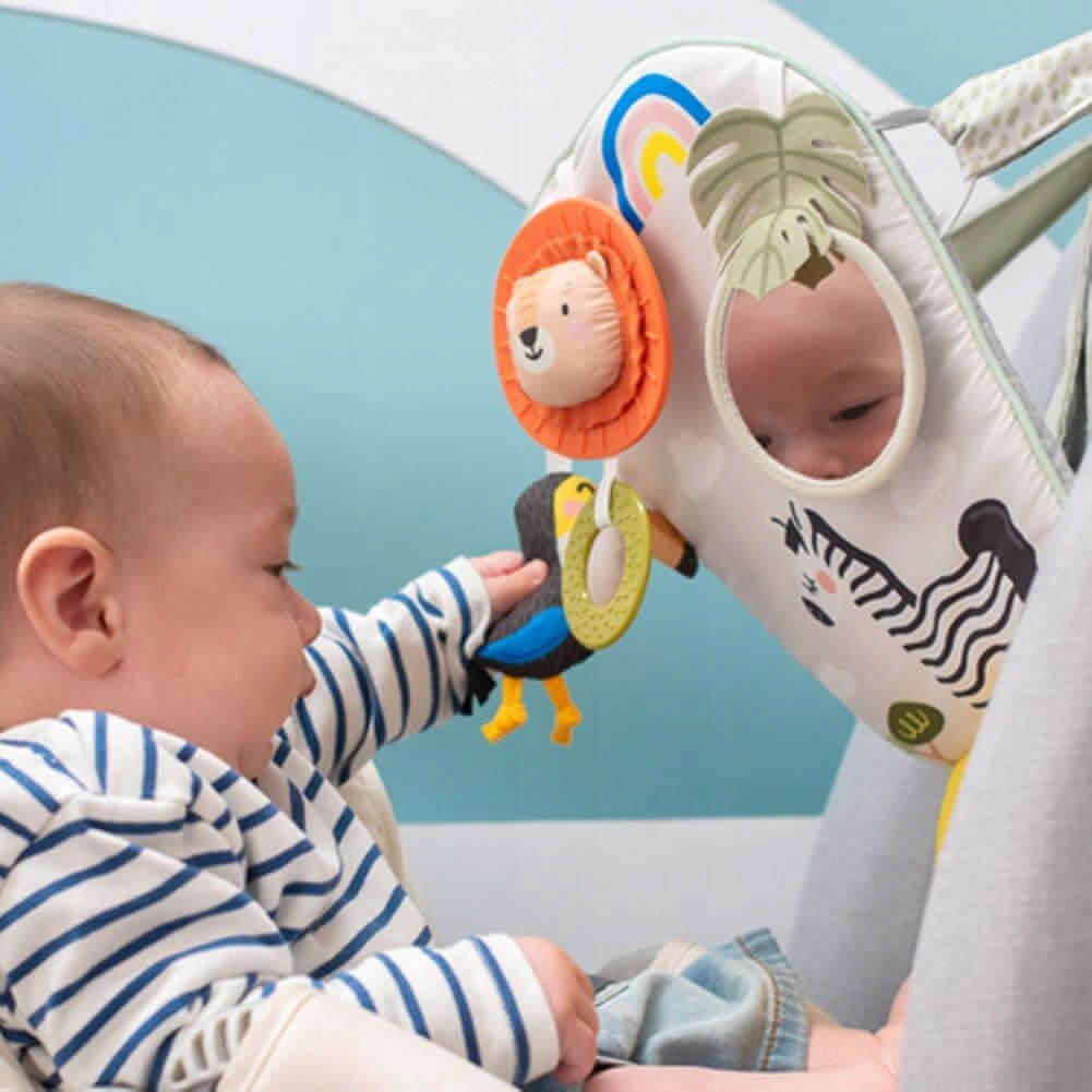 TAF TOYS centrum aktywności do auta z lusterkiem dla niemowląt, wielokolorowe, wolne od BPA