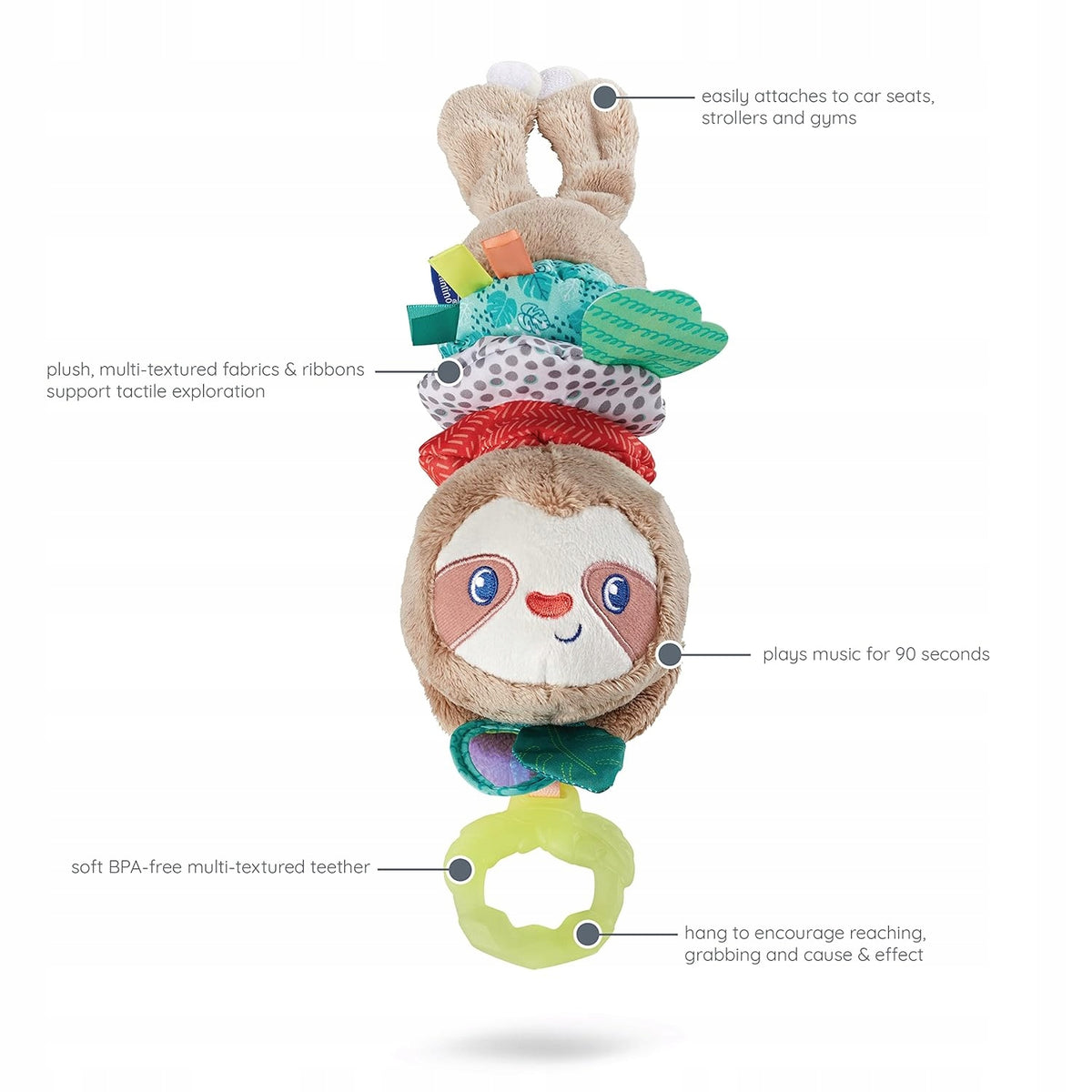INFANTINOhanger for pram, car seat, cotage 0 +multicolouredmaterials fabric, plasticfree of harmful