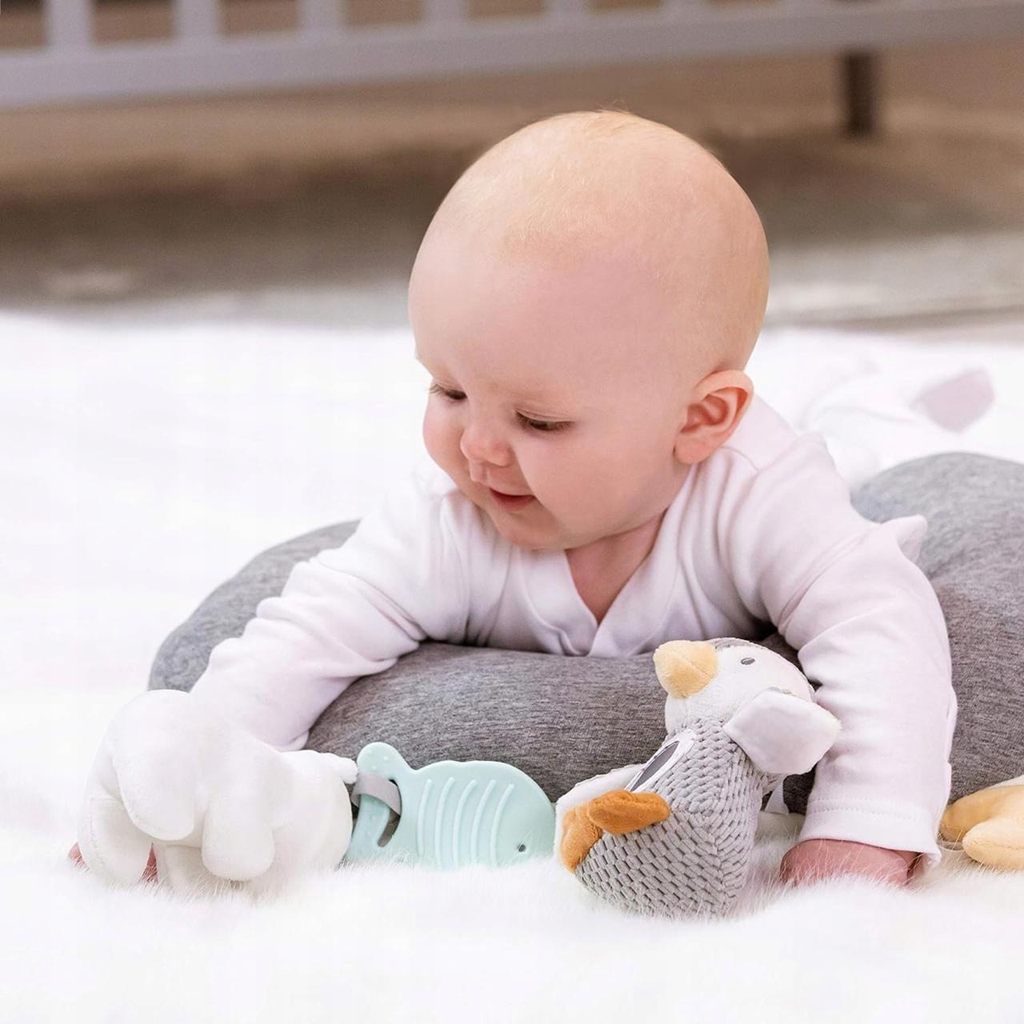 NUBY tummy time play pillow with toys and mirror