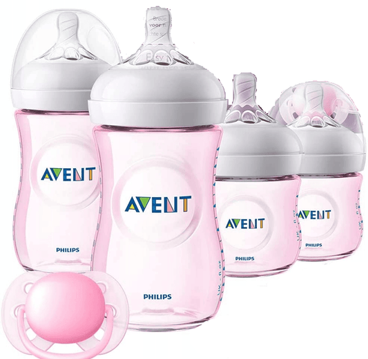 PHILIPS AVENT SCD301/03 zestaw dla noworodków, 4 butelki i smoczek, różowy, BPA free