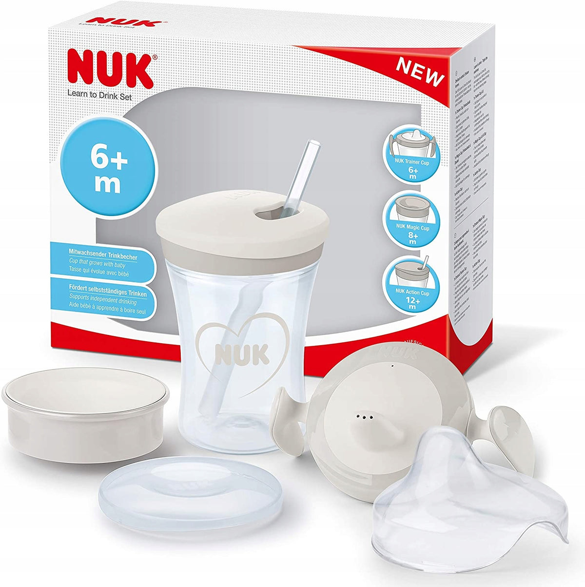 NUK drinking training set, cup + 3 spouts