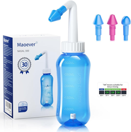 MAOEVER Ρινικός ιριγκατέρ 300 για παιδιά και ενήλικες 3 ακροφύσια 300 ml