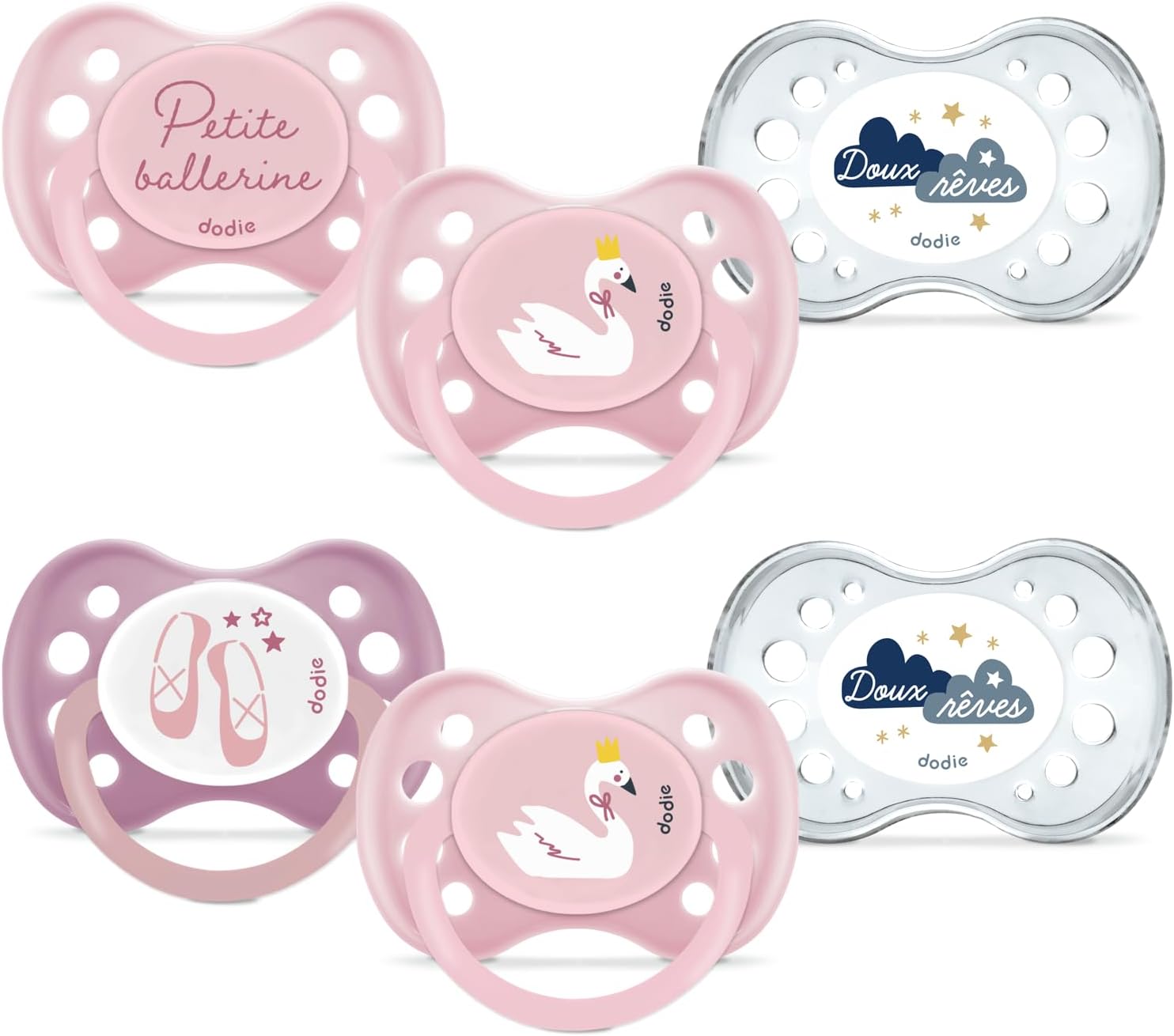DODIE Essential silicone pacifier x6 6m+ DAY&NIGHT