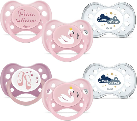 DODIE Essential silicone pacifier x6 6m+ DAY&NIGHT