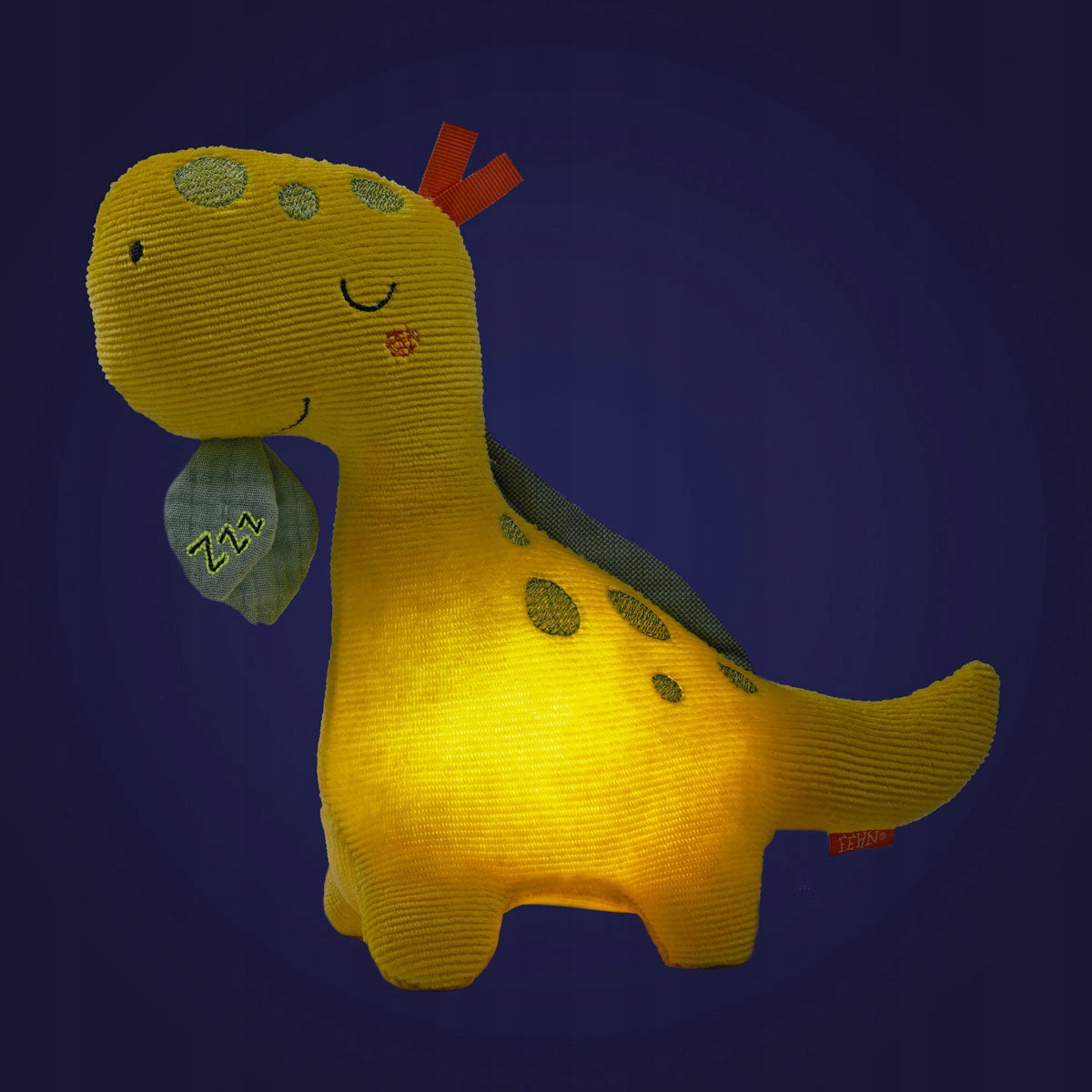FEHN manšestrová mazlivka s noční lampičkou DINO 20 x 23 cm