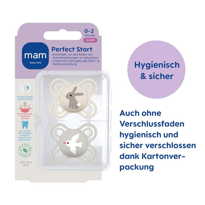 MAM Perfect Start silicone pacifier 0–2 months x2