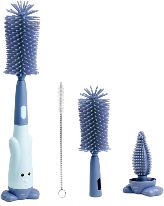 VICLOON 3v1 silikonové kartáče na čištění lahví, dudlíků a brček 28 cm