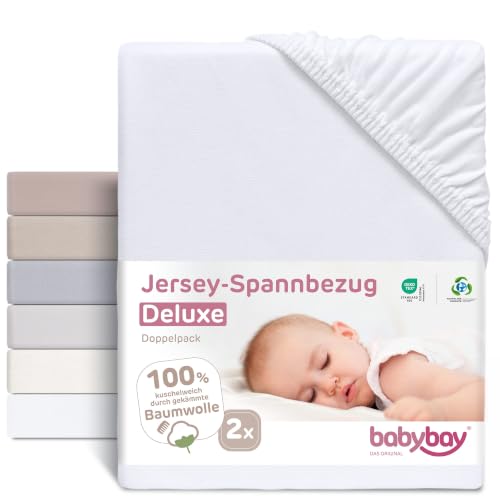 BABYBAY Deluxe jersey prostěradla 89x50 cm bílá 2 ks.