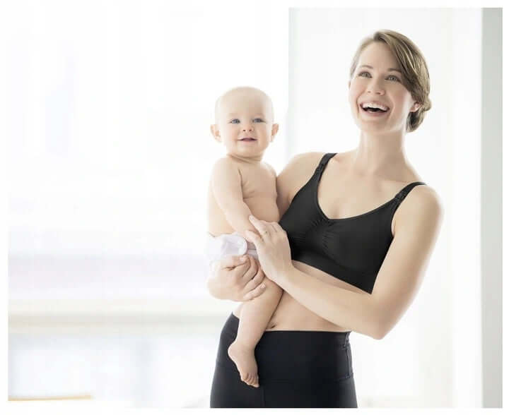 MEDELA biustonosz do karmienia bezszwowy XL, czarny stanik dla karmiącej mamy z dzieckiem