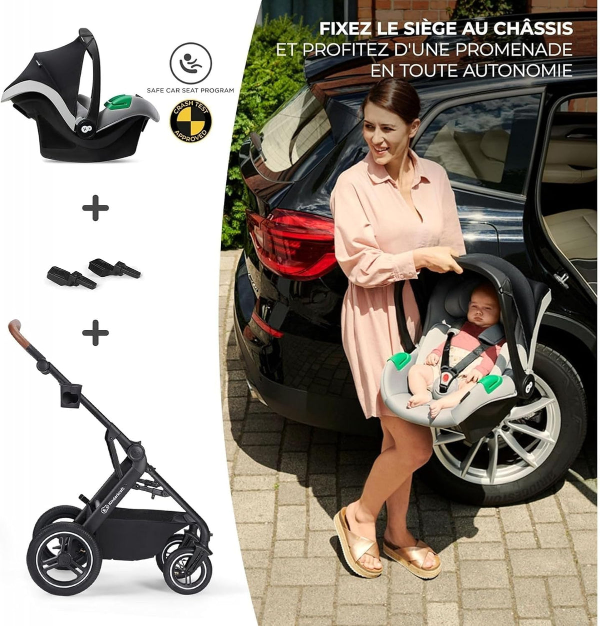 KINDERKRAFT B-TOUR 3-in-1 multifunction stroller up to 22kg + MINK PRO car seat