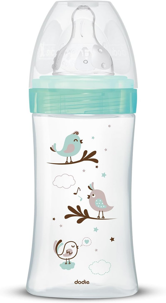 DODIE Glasflasche 270 ml 0–6 Monate Sauger 2, mittlerer Durchfluss