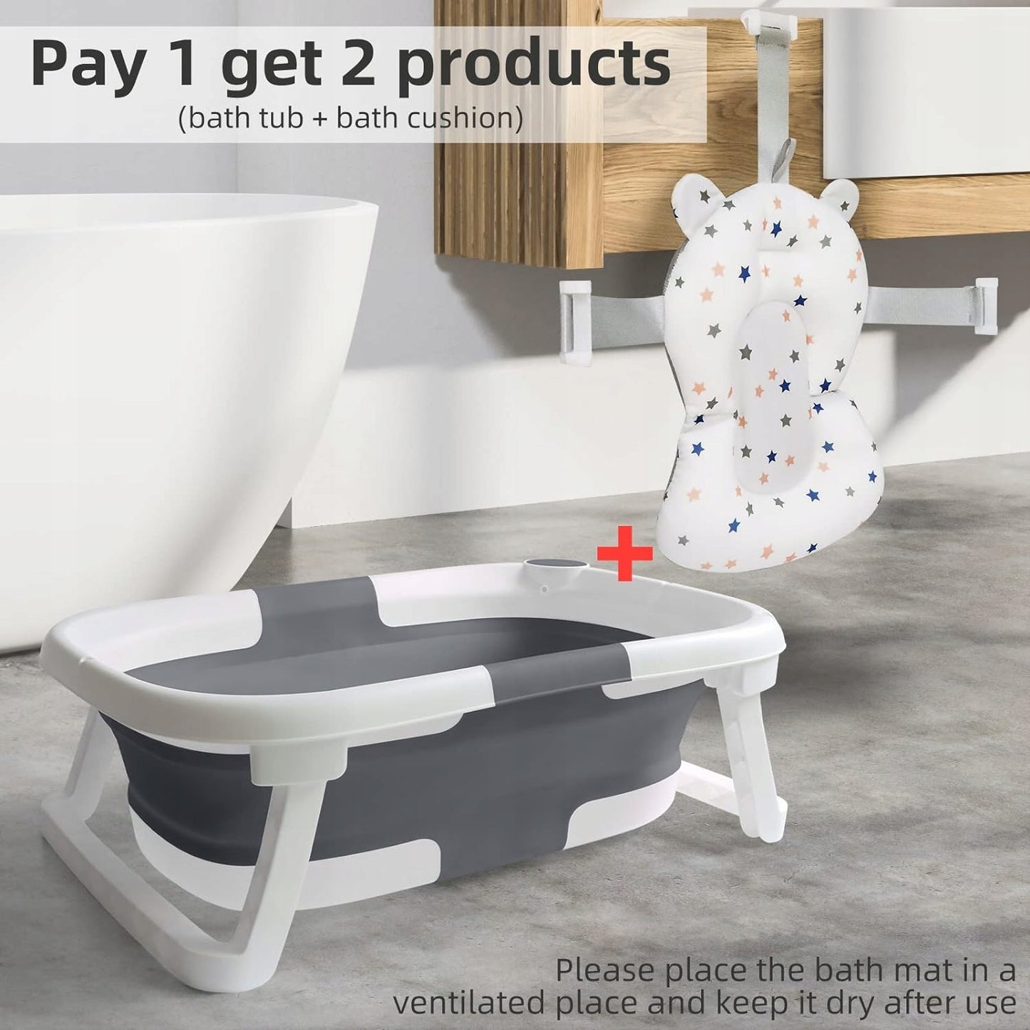 GLENMORE foldable bathtub with drain + INSERT