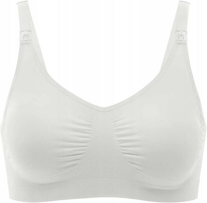 MEDELA biustonosz do karmienia bezszwowy L, biały bez fiszbin, miękki i oddychający dla mam
