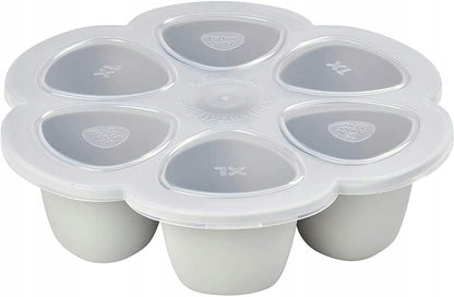 BEABA foremka na żywność silikonowa 6x 90ml, pojemnik z pokrywką do zamrażarki, piekarnika i mikrofalówki