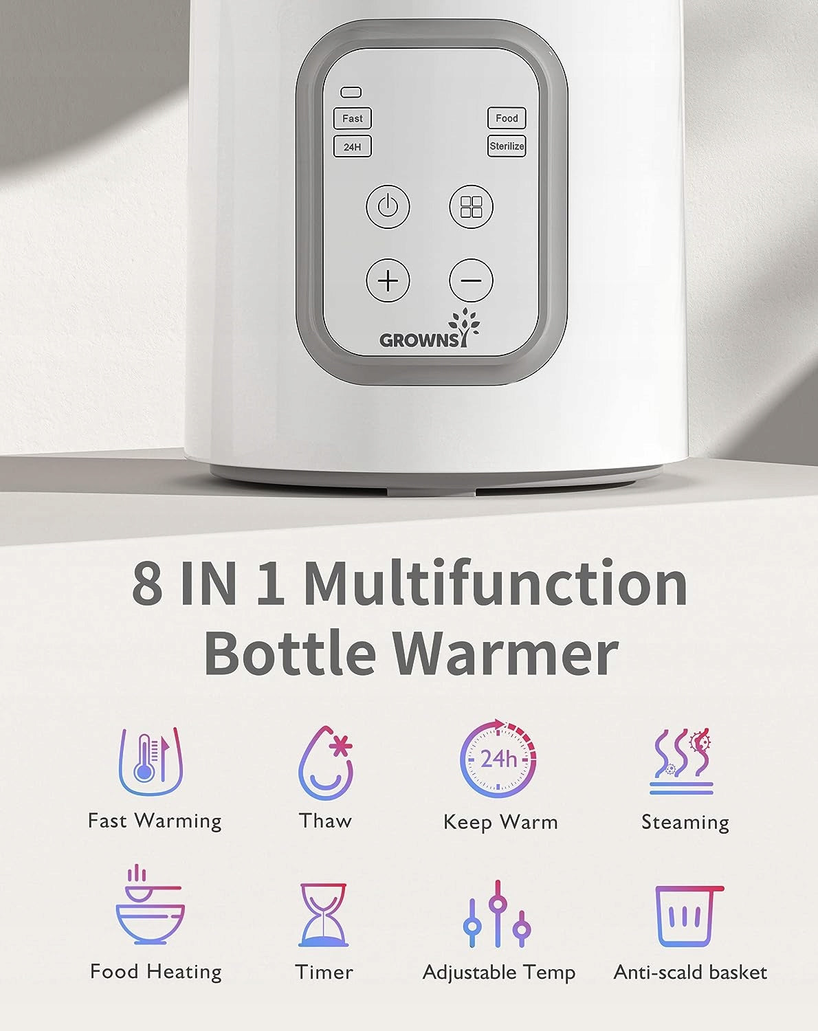 GROWNSY 8-in-1 electric sterilizer and bottle warmer