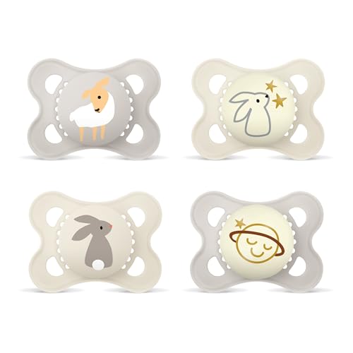 MAM Original Day & Night pacifiers x4, 0–6 months, GLOW-IN-THE-DARK
