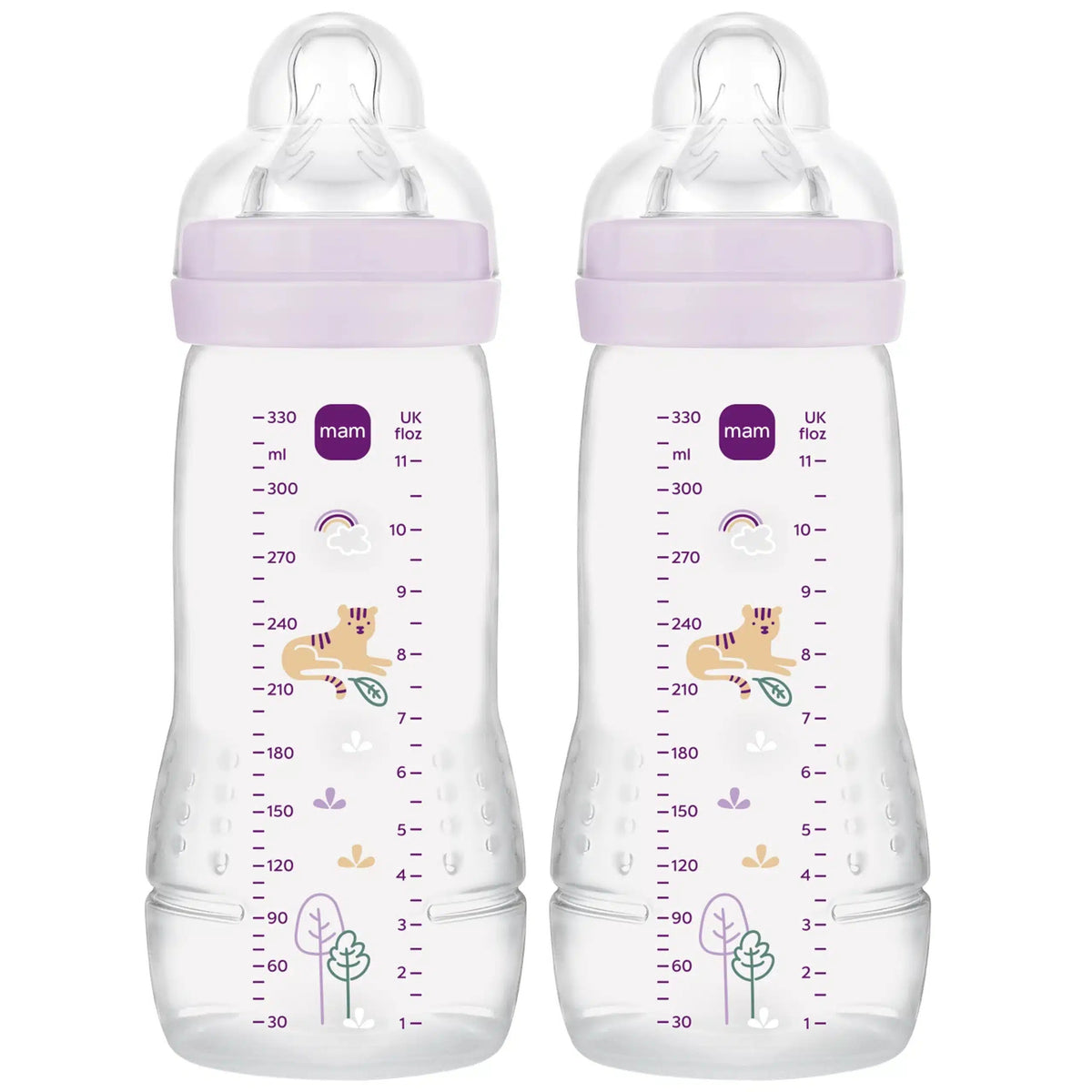 MAM Easy Active σετ μπιμπερό 2x 330 ml 4+ μηνών θηλή 3 ΤΙΓΡΗΣ