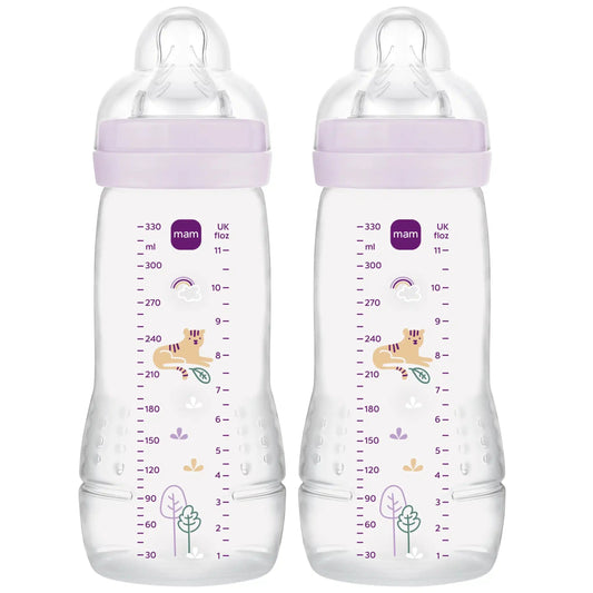MAM Easy Active bottle set, 2 × 330 ml, 4+ months, size 3 teat, TIGER