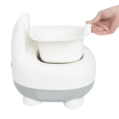 potty with removable insert and lid white and grey color