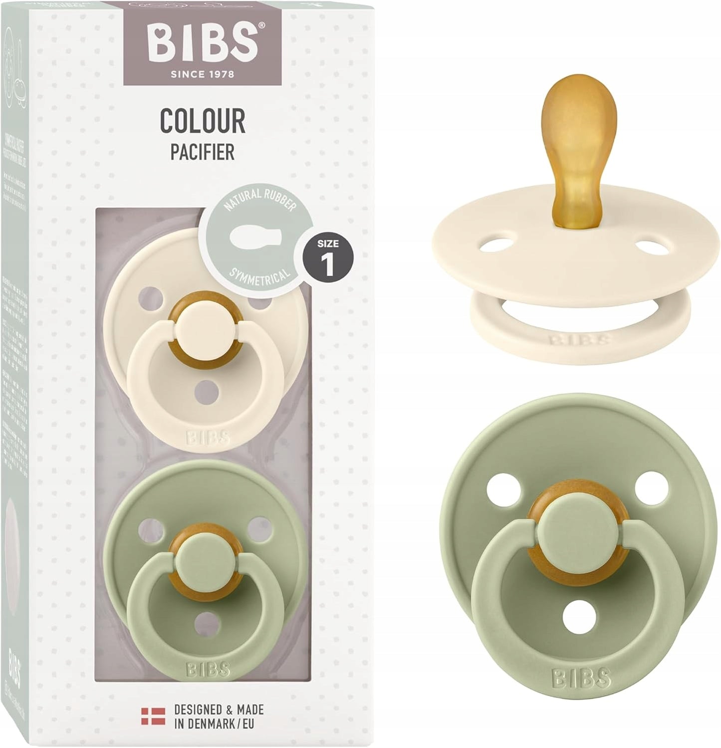 BIBS COLOUR pacifiers 2-pack, natural rubber, 0–6 months