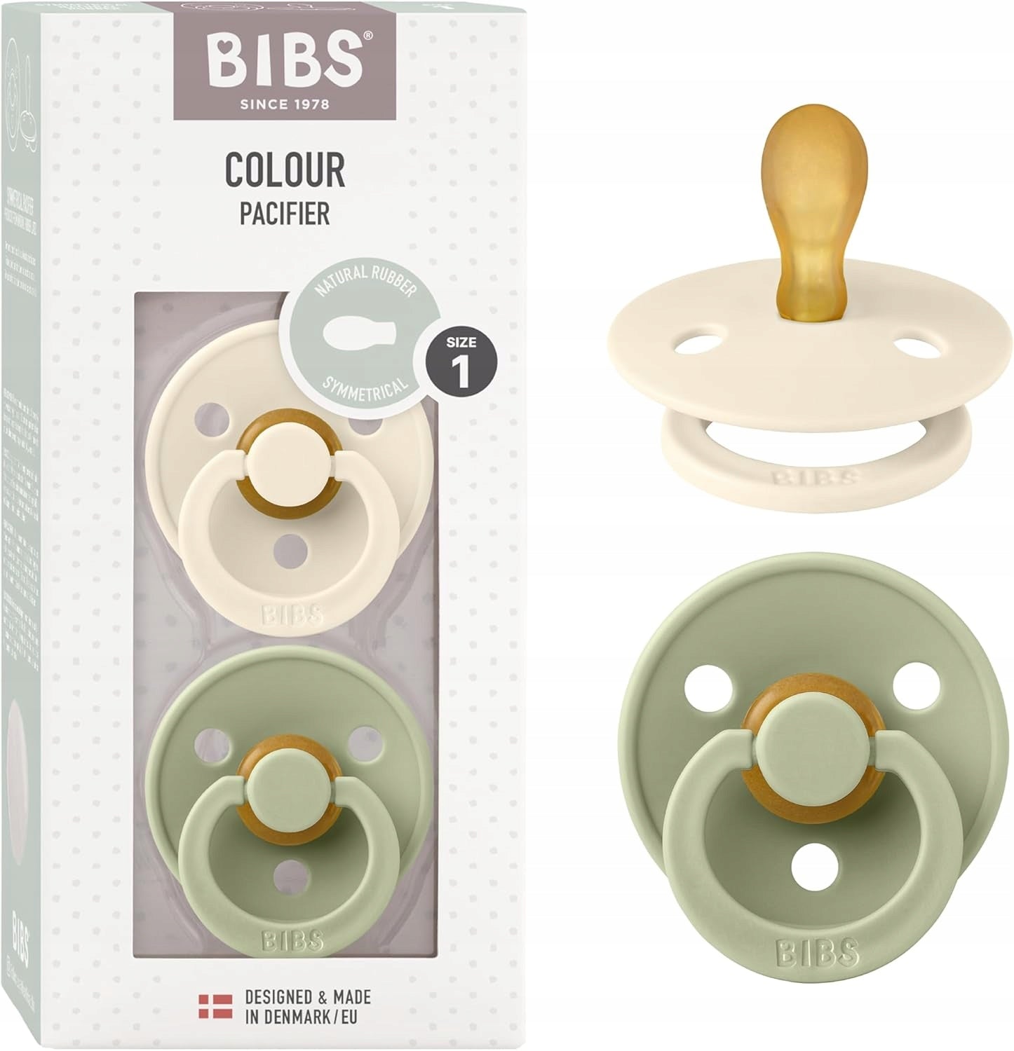 BIBS COLOUR pacifiers 2-pack, natural rubber, 0–6 months