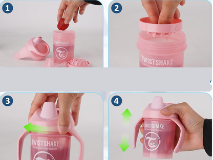 TWISTSHAKE Mini Cup hrnek proti rozlití s náustkem a mixérem 230 ml 4 m+