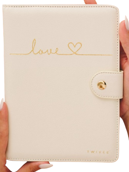 TWIVEE Love pouzdro na těhotenskou kartu z umělé kůže 15,5 x 21 cm