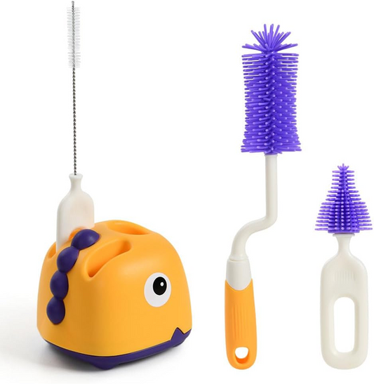 VICLOON 3 in 1 spazzole in silicone per la pulizia di biberon, tettarelle e cannucce 32cm