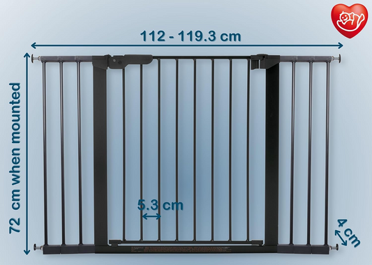 BABY DAN PREMIERE barrera de seguridad para escaleras, instalación sin taladrar, 112-119,3 cm
