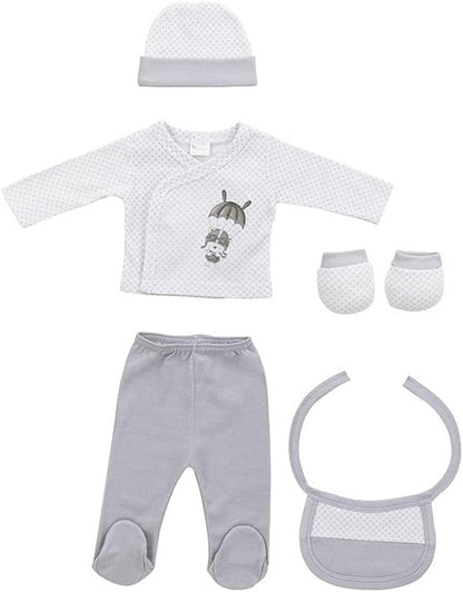 INTERBABY σετ δώρου από βαμβάκι πυτζάμα καπέλο κάλτσες σαλιάρα καλσόν
