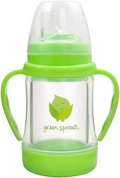 GREEN SPROUTS Sip & Straw Cup skleněný hrneček netekoucí náustek brčko 6 m+