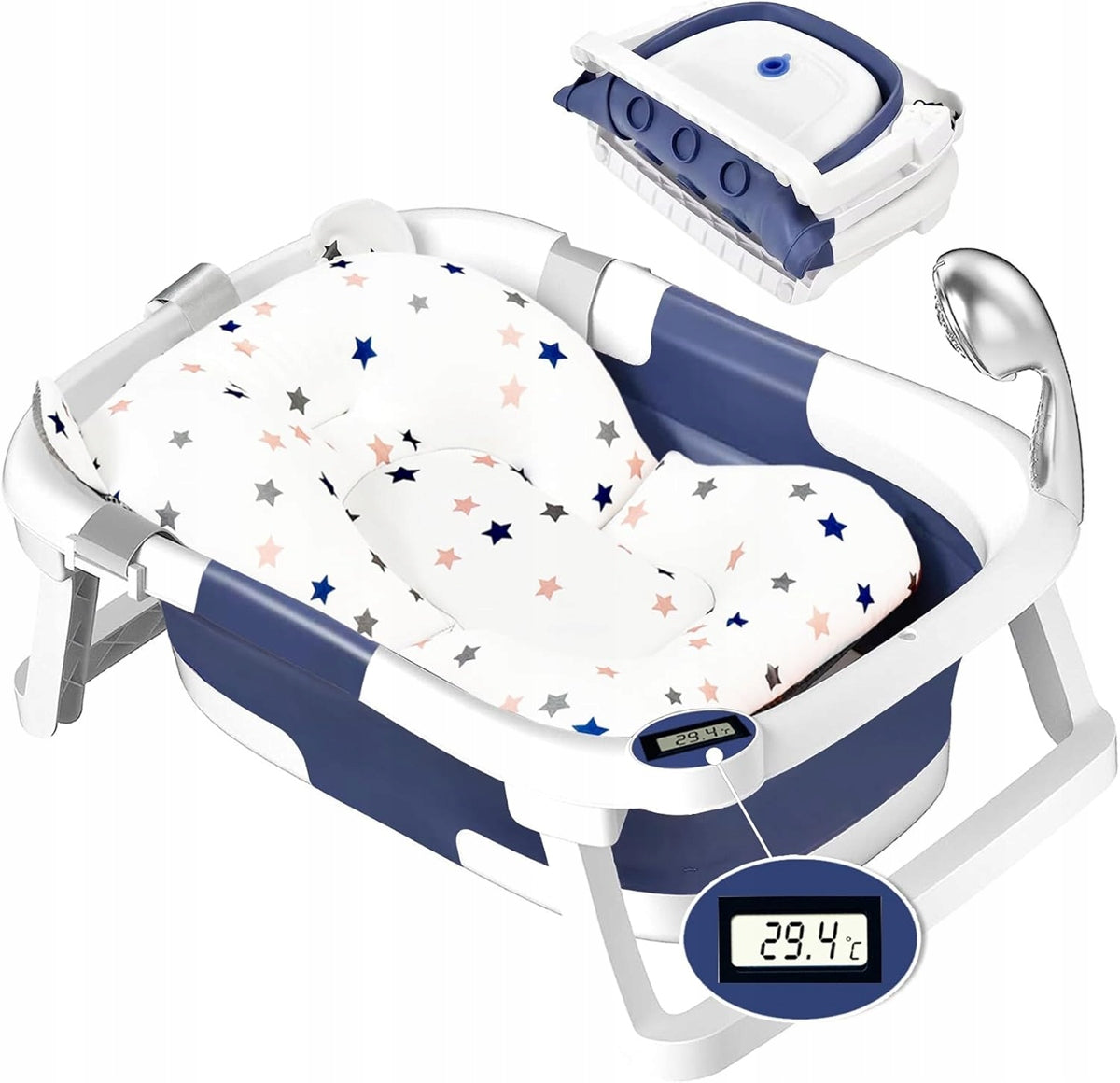 GLENMORE folding bathtub with drain and thermometer