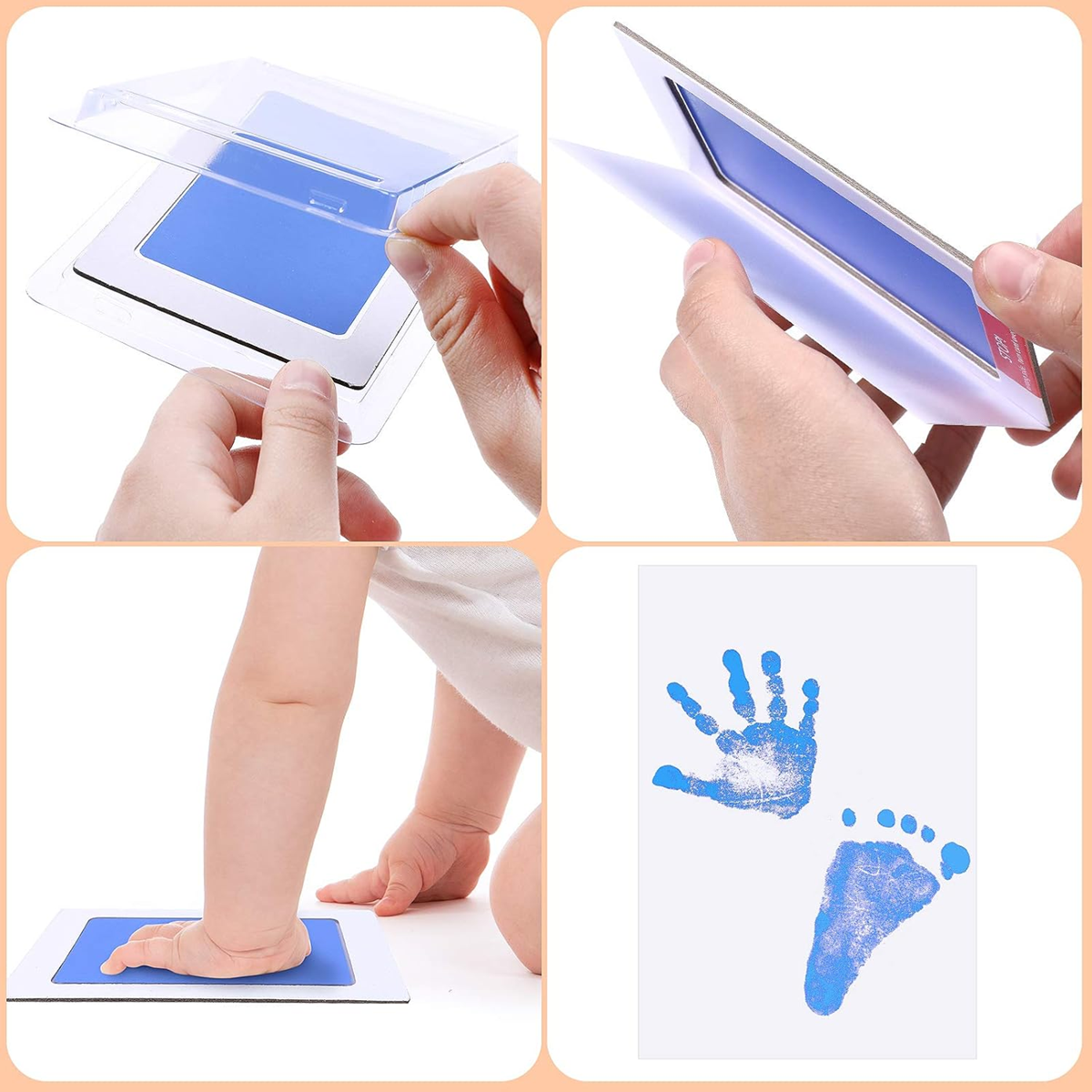 OUTUS handprint and footprint kit - 6 ink pads, 12 sheets