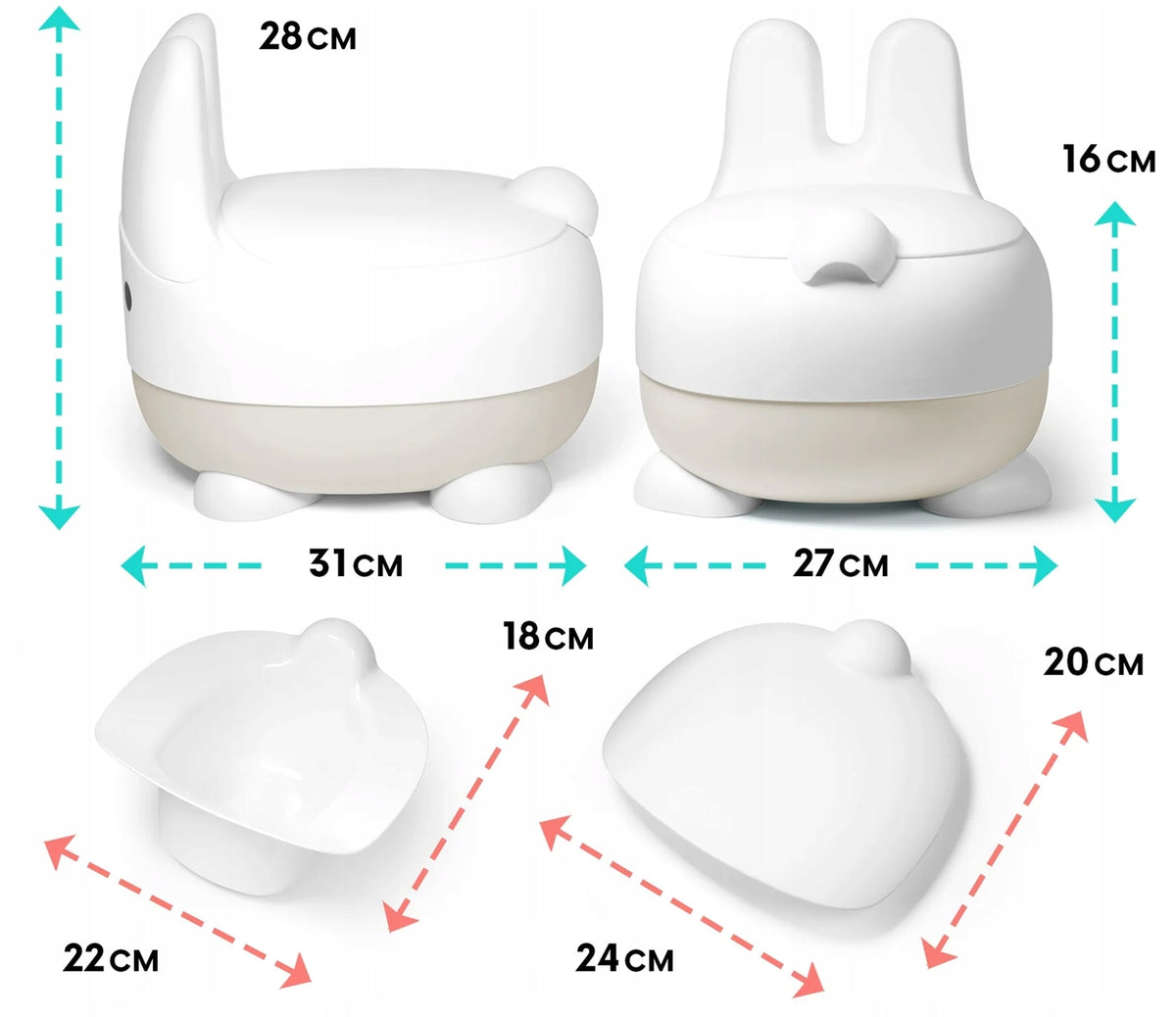 SUPERBE BEBEpotty with removable insert and covercolour white and bluedimensions shown in one of the