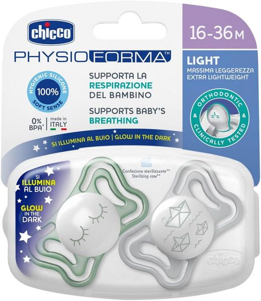 CHICCO PhysioForma dudlík x2 16-36m SVÍTÍCÍ