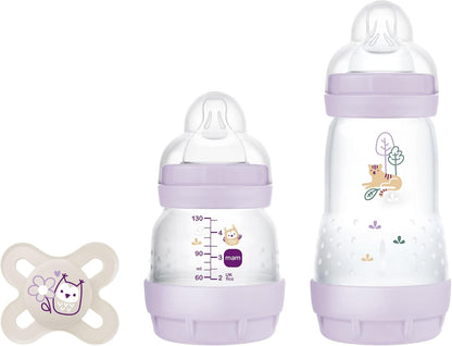 MAM Anti-Colic 1 x Anti-Colic bottle 130 ml with teat, 1 x Anti-Colic bottle 260 ml with teat, pacifier