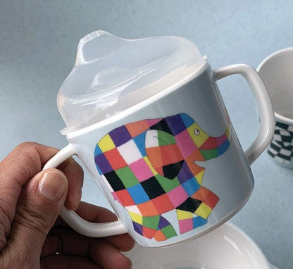 PETIT JOUR PARIS hrnek na učení pití s náustkem 150 ml 6 m+ SLON ELMER